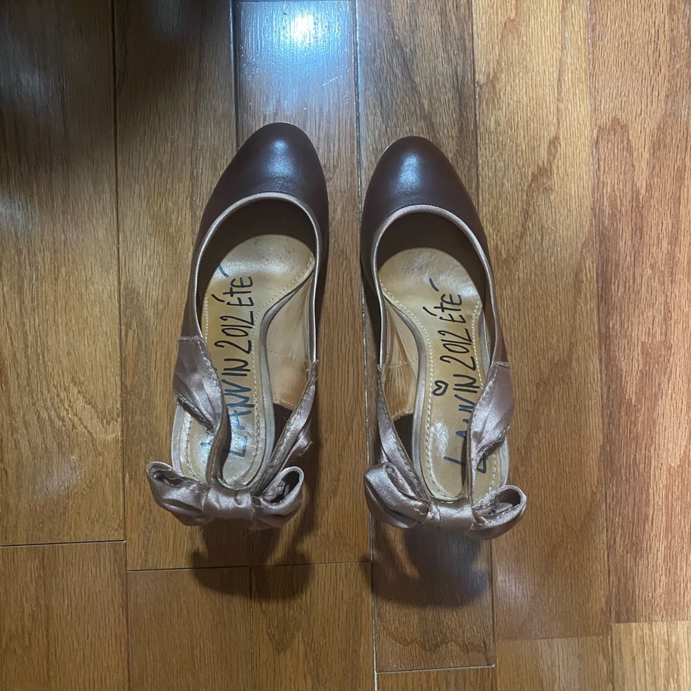 Lanvin Brown Heels with Satin Bow